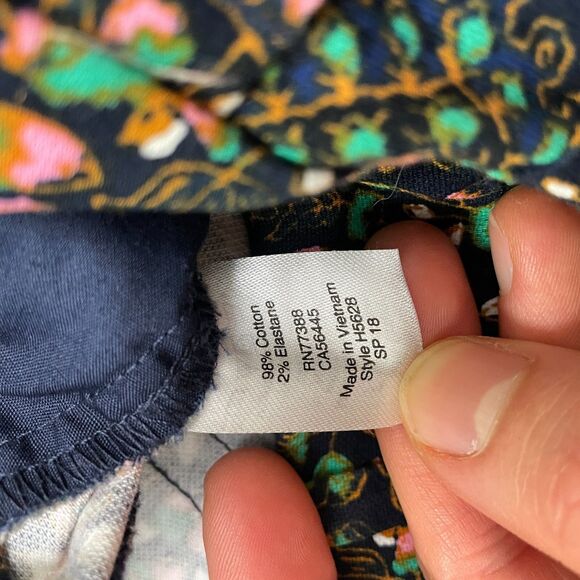 J.Crew Skimmer Crop Ankle Pants Womens 00 Navy Blue Floral Mid Rise Casual 28x25 - Picture 4 of 12